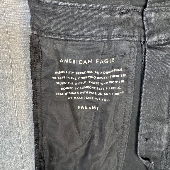 AE Ne(x)t Level Stretch Black Denim Flare Leg Overall Jeans Size 6 Long - Picture 13 of 17